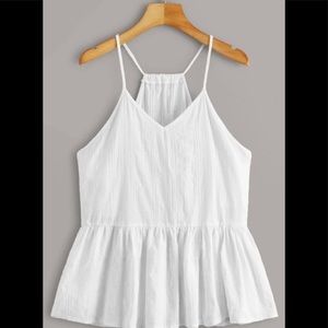 Ruched Low Peplum Tank Top